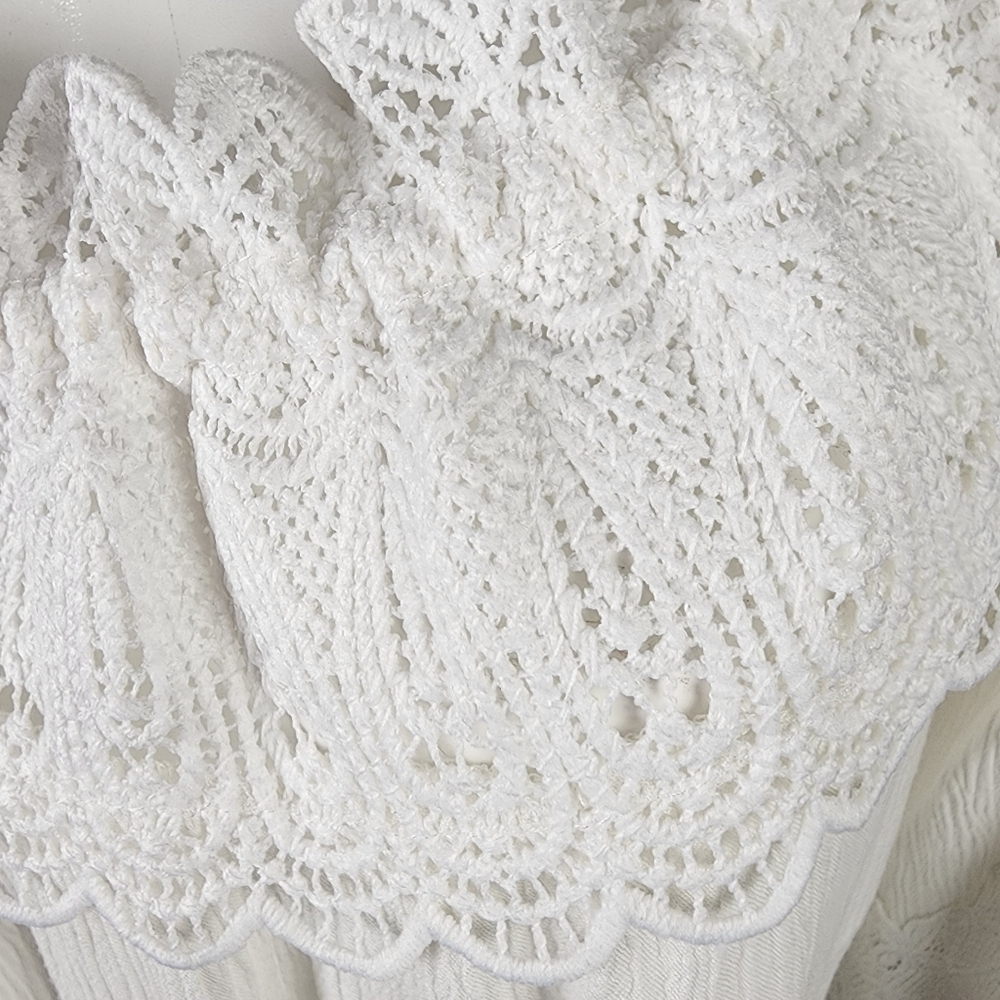 cream Bea Lace Collar and Cuff Feminine Blouse Off White Size 38/Small/Med - Picture 7 of 16